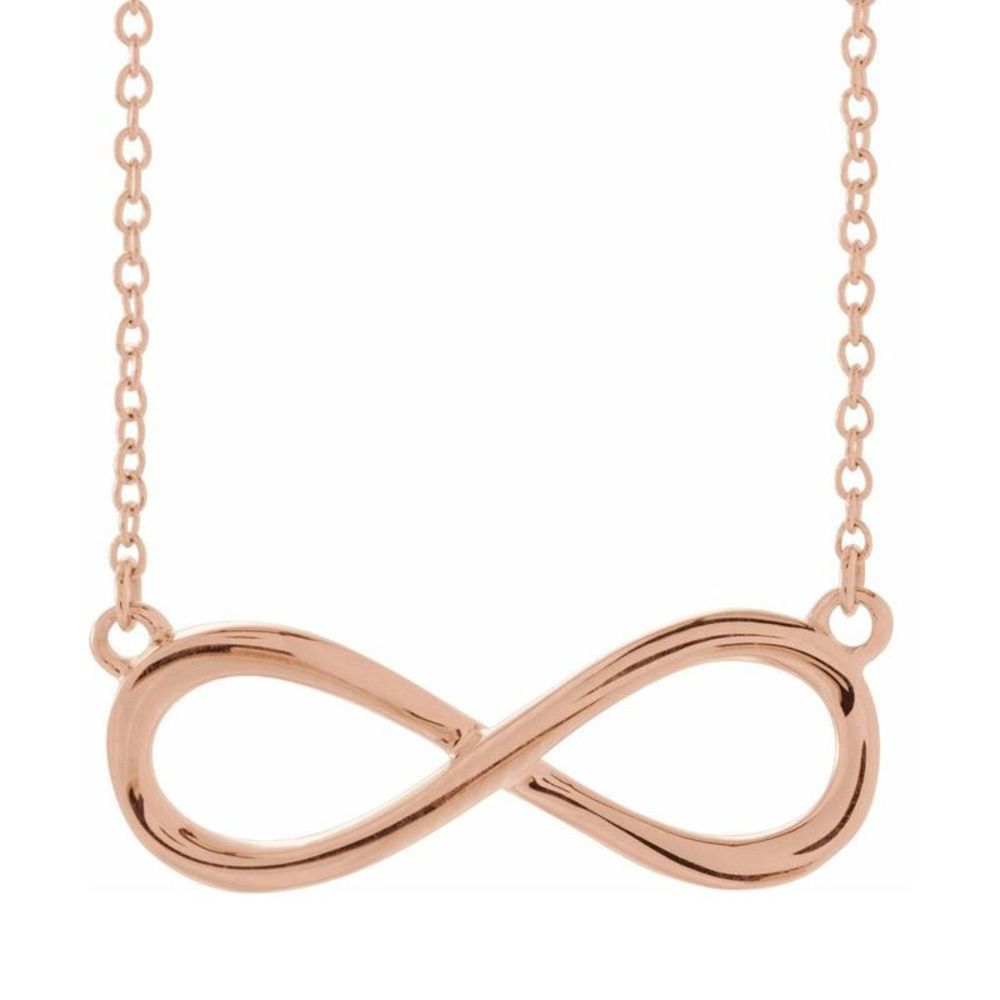14k Rose Gold Polished Infinity Necklace, 16-18 Inch